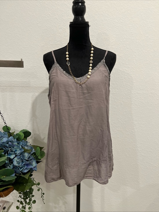 Magnolia Pearl Tops - Magnolia Pearl Lace-Edge Camisole in Taupe Gray